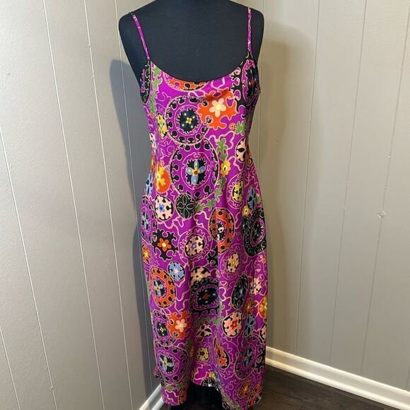 Natori bright mod print silky chemise slip dress midi. Small. - Picture 1 of 6